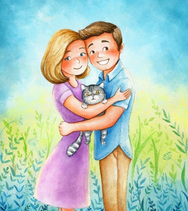 муж и жена иллюстрация