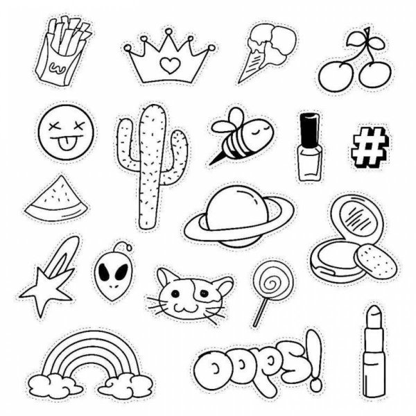 чёрно белые стикеры для распечатки