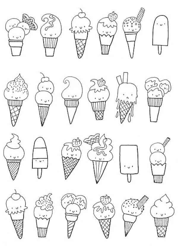 мороженое раскраска