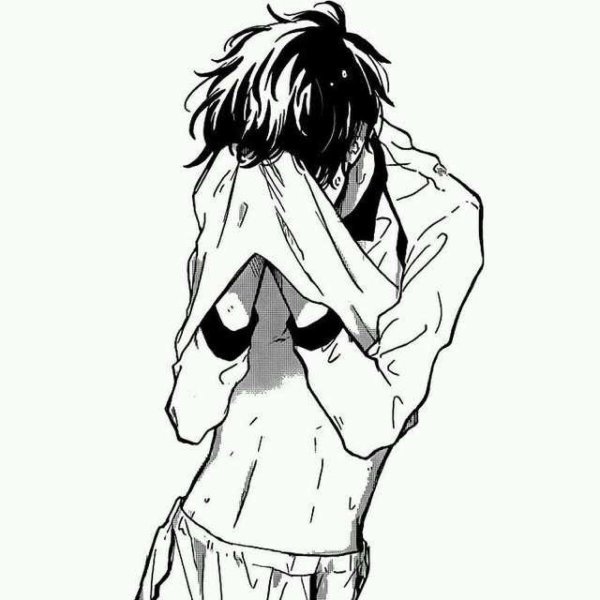 аниме парень чб