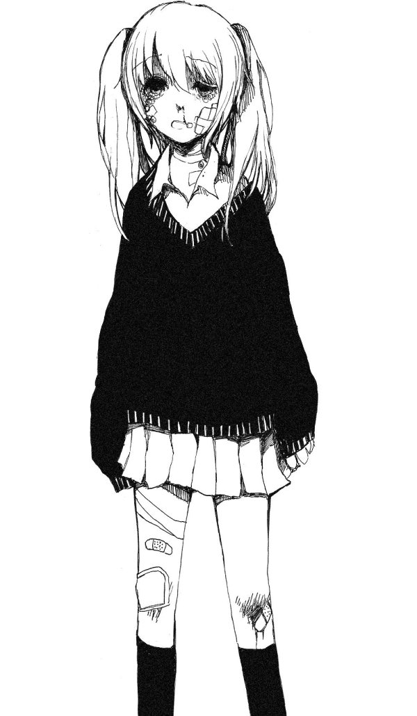 черно белая девочка аниме