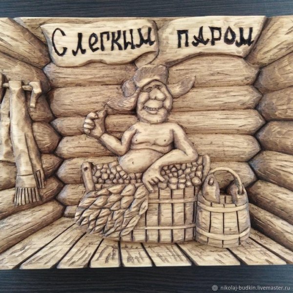 резьба по дереву панно баня