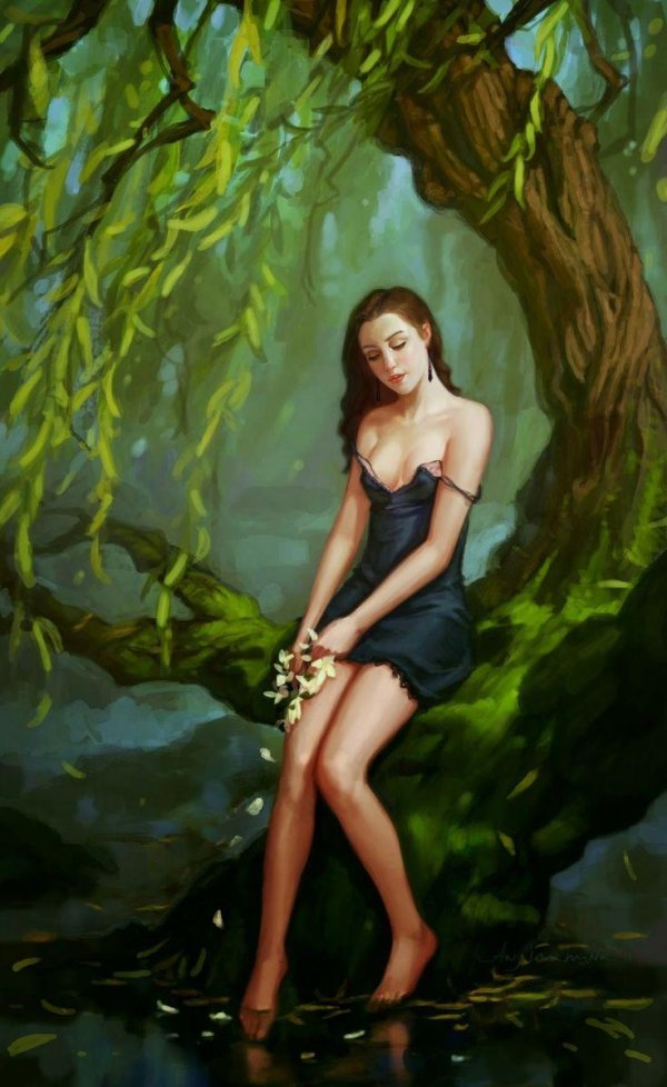 девушка под деревом