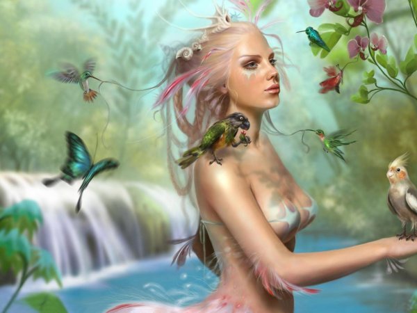 девушка птица