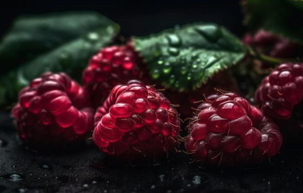 малина на черном фоне