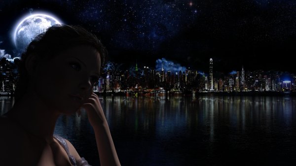 девушка в лунном свете