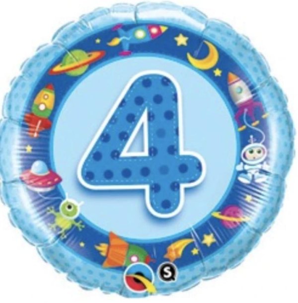 шар фольга круг цифра 4