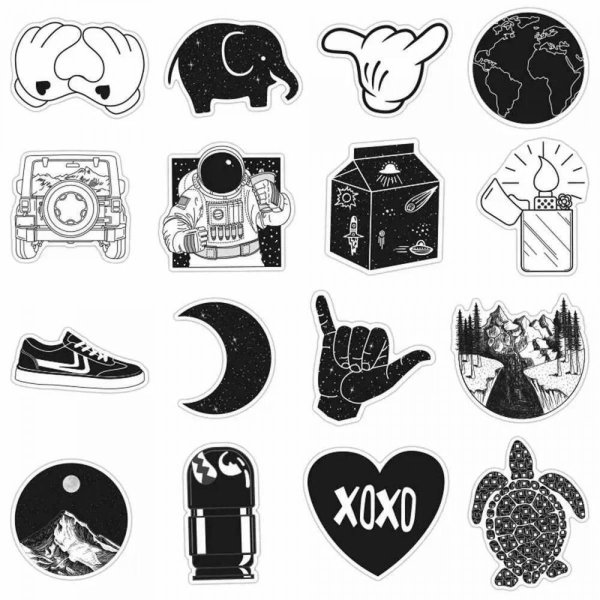 идеи для наклеек черно белые