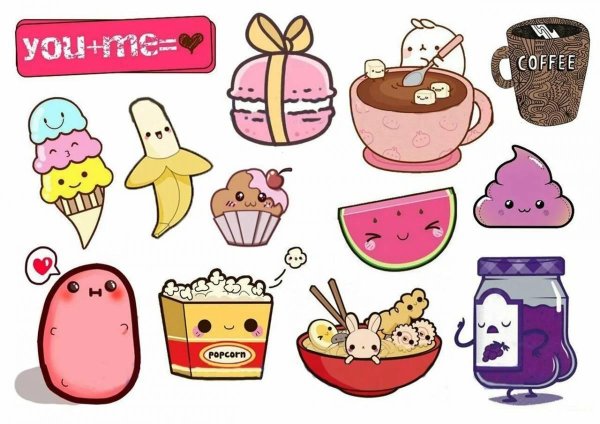 милые рисунки лёгкие еда