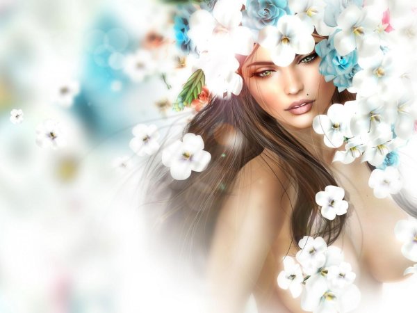 девушка цветами