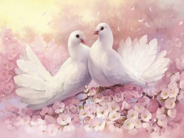 пейзаж с голубями