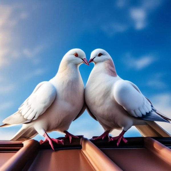 голуби целуются на крыше