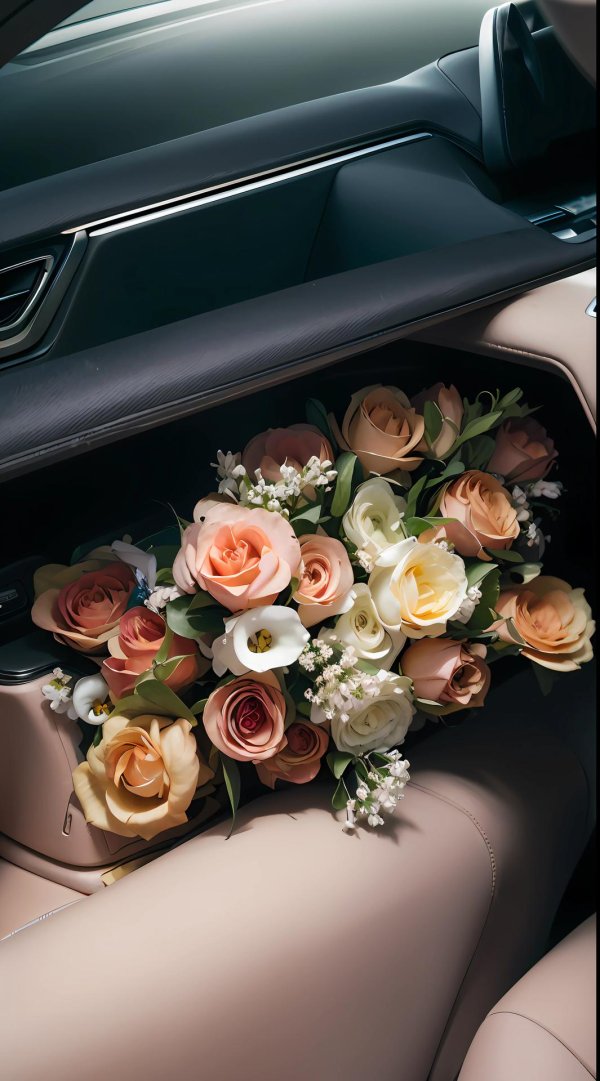 цветы на сиденье машины