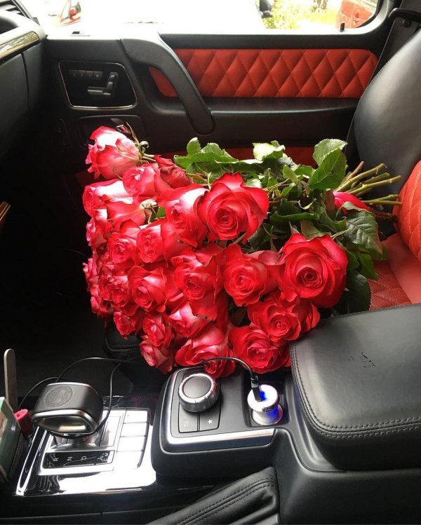 цветы в салоне машины