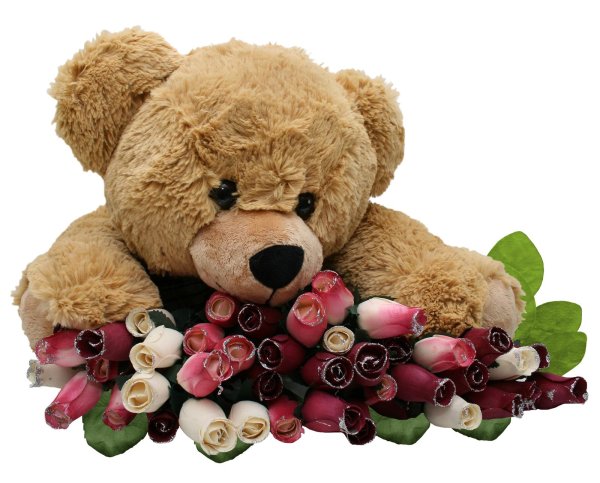 цветы с мишкой