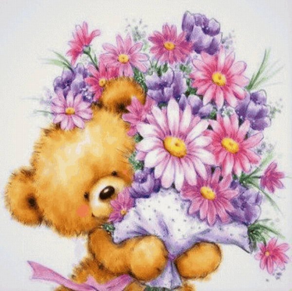 цветы и мишка