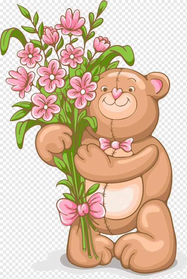 медведь с цветами