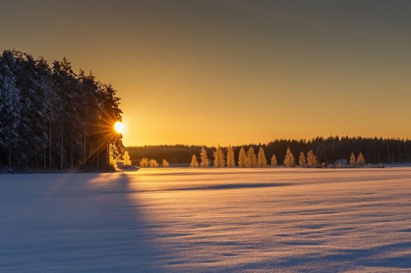 закат зимний
