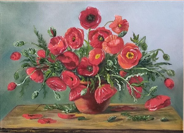 натюрморт с цветами гуашью