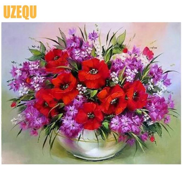 гранни набор алмазной вышивки букет маков на столе