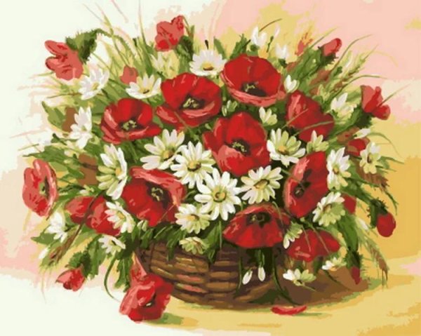 картина по номерам ромашка