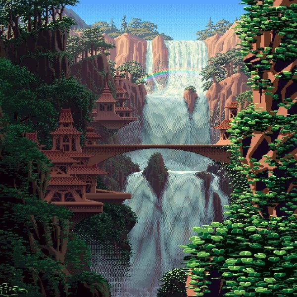 pixel waterfall