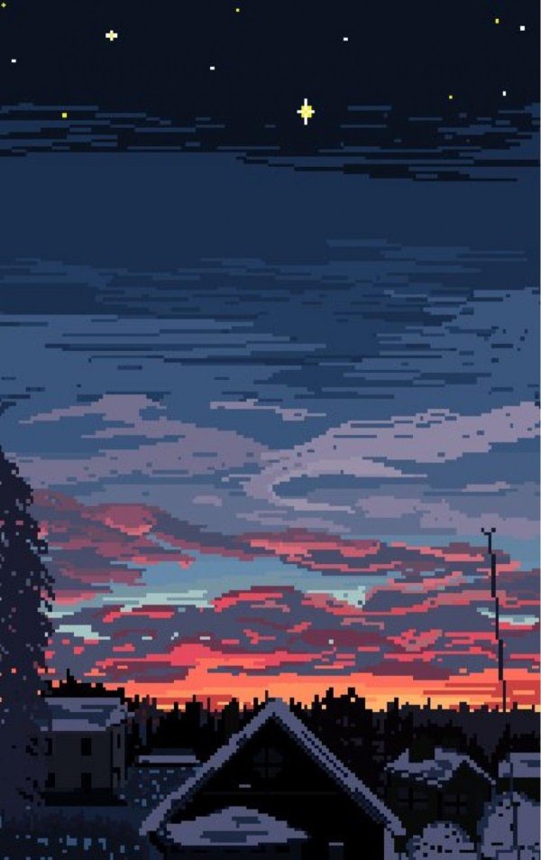 пиксельное ночное небо