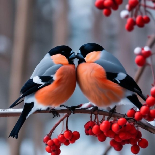 парочка снегирей