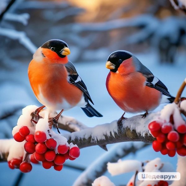 снегири и рябина