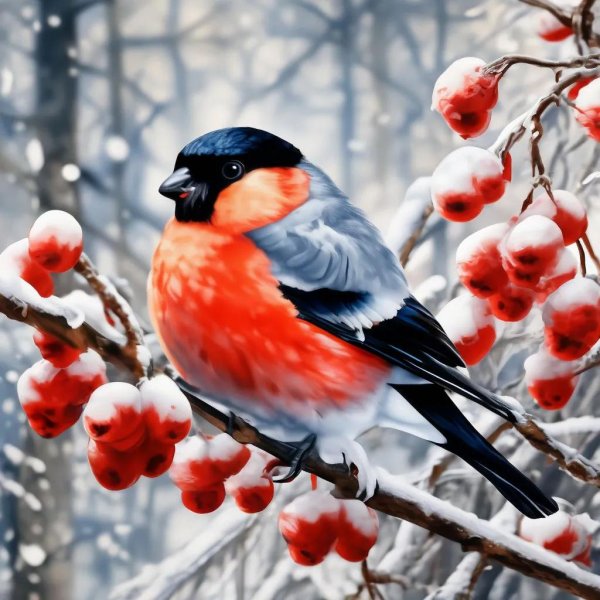 рябина и снегирь