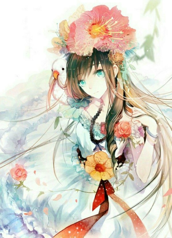 девушка в цветах арт