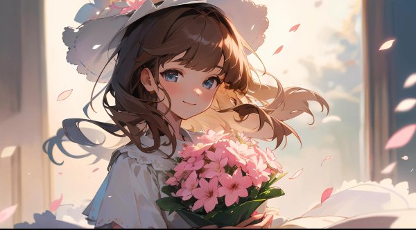 девушка с цветами