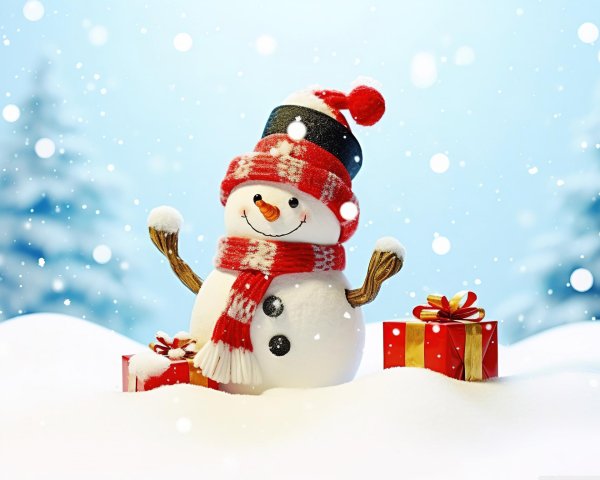 новогодние открытки со снеговиком