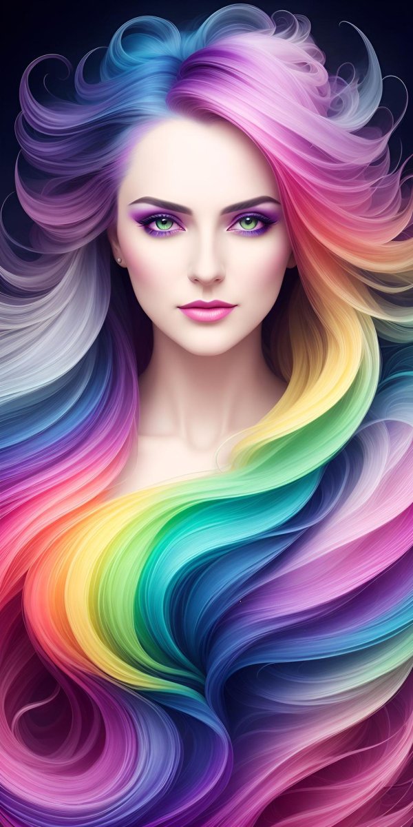 девушка с радужными волосами