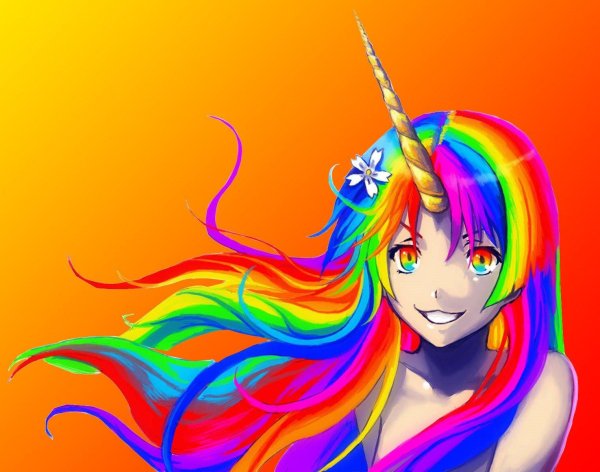 девушка с радужными волосами