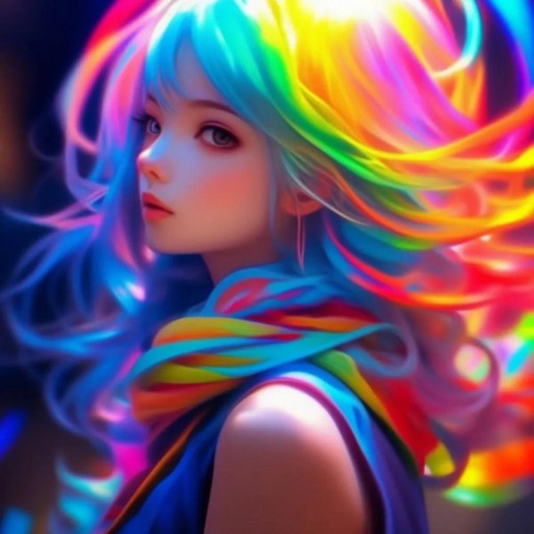 девушка с радужными волосами
