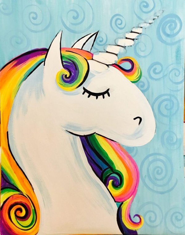 единорог гуашью
