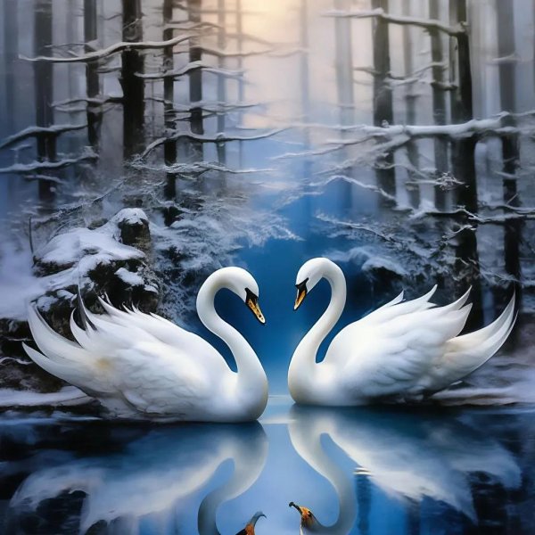 алмазная вышивка алмазная живопись лебединая пара