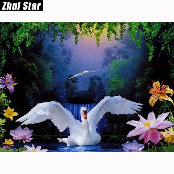 алмазная вышивка лебедь