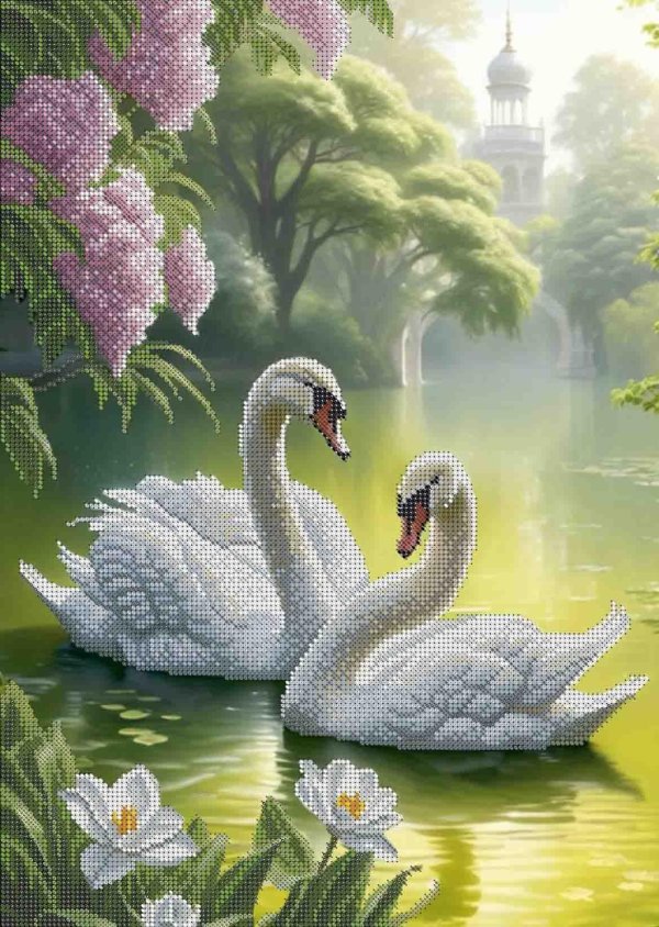 схемы для вышивания крестиком лебеди