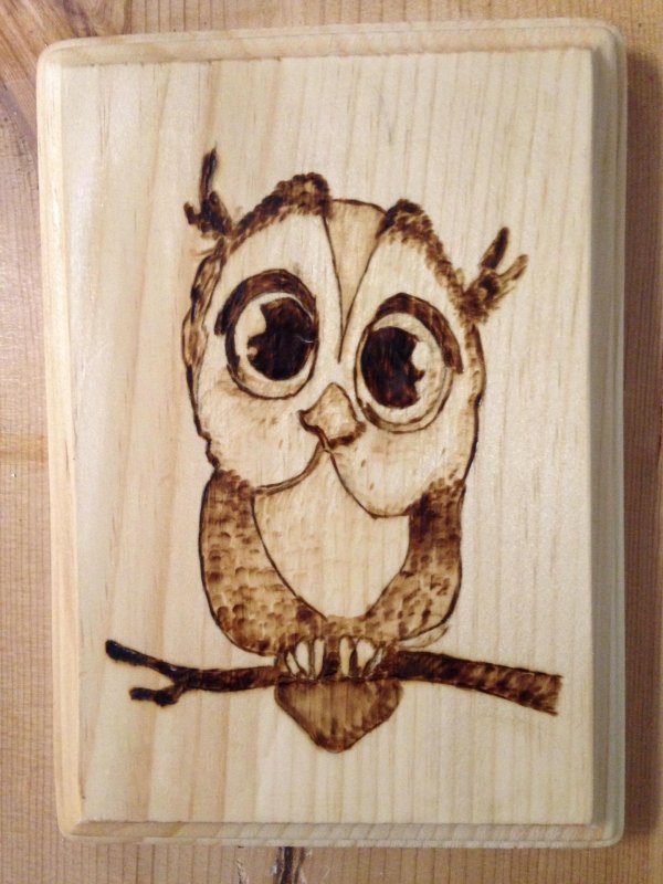 пирография по дереву сова