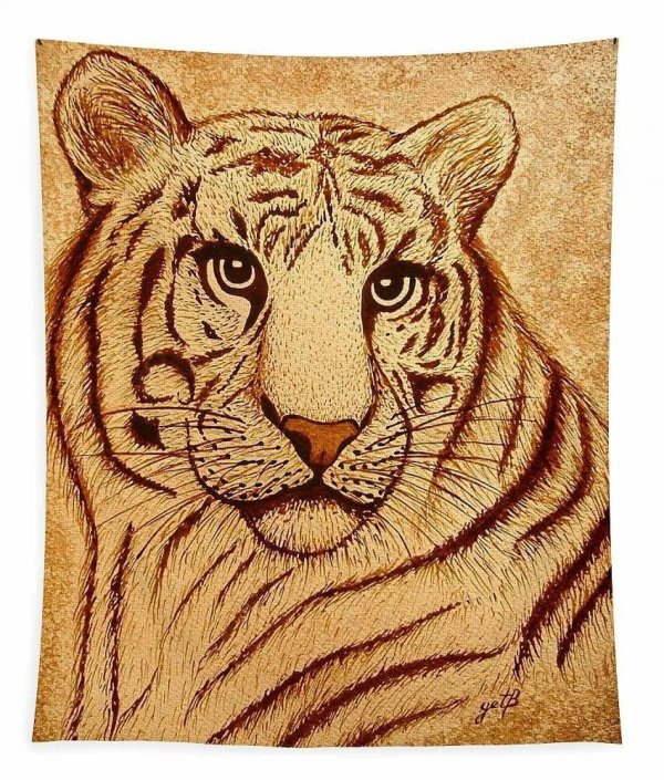 пирография тигр