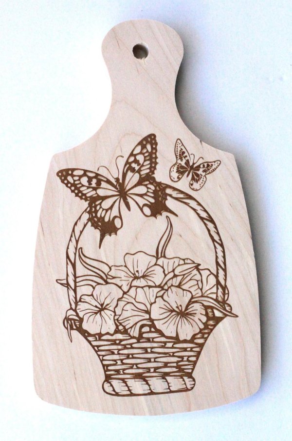 выжигание по дереву разделочная доска корзина