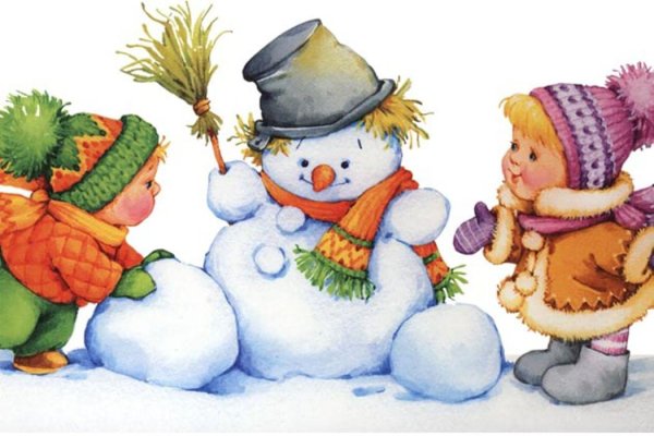 дети лепят снеговика