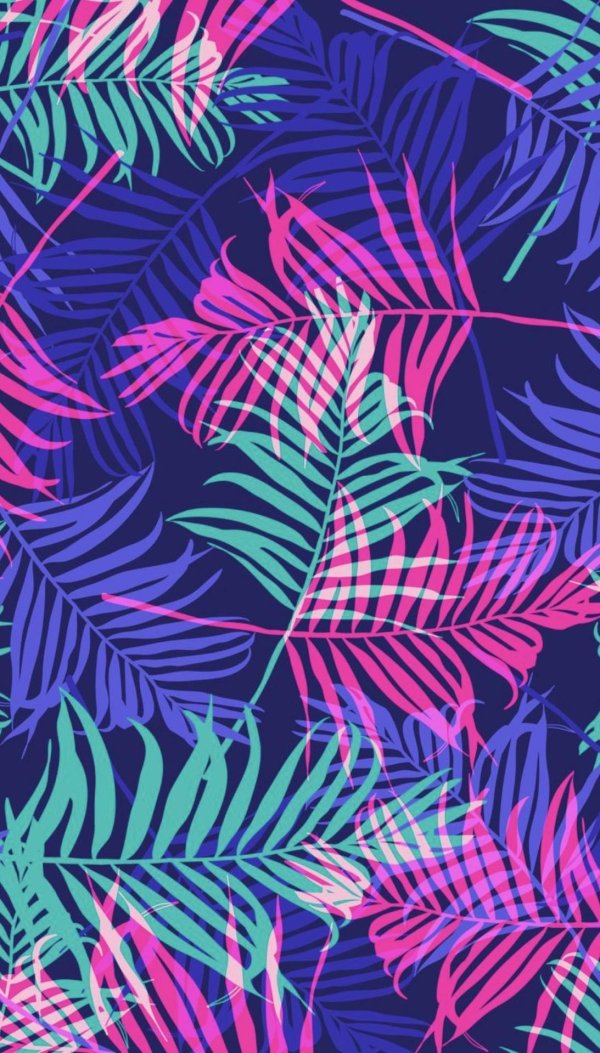 тропические листья неон