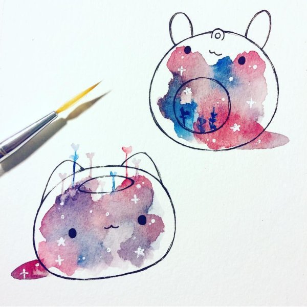 милые рисунки акварелью