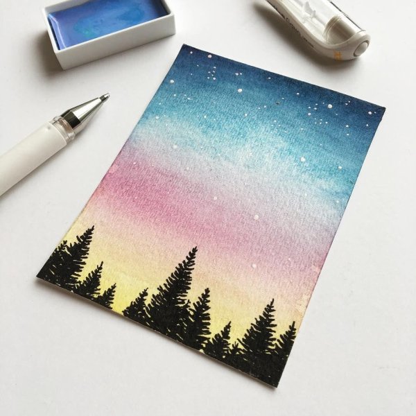 простой рисунок акварелью