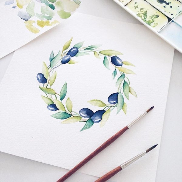 акварельная открытка