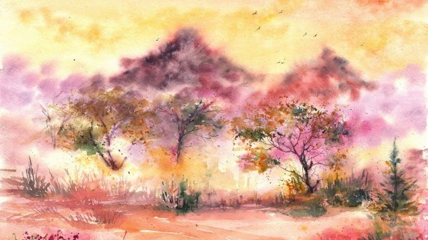акварель пейзажи природы