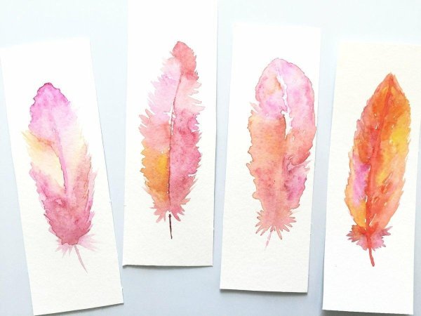 перо акварель